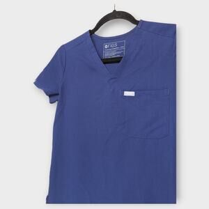 Womens FIGS Dark Blue Scrub Top Short Sleeve Shirt Size XXS